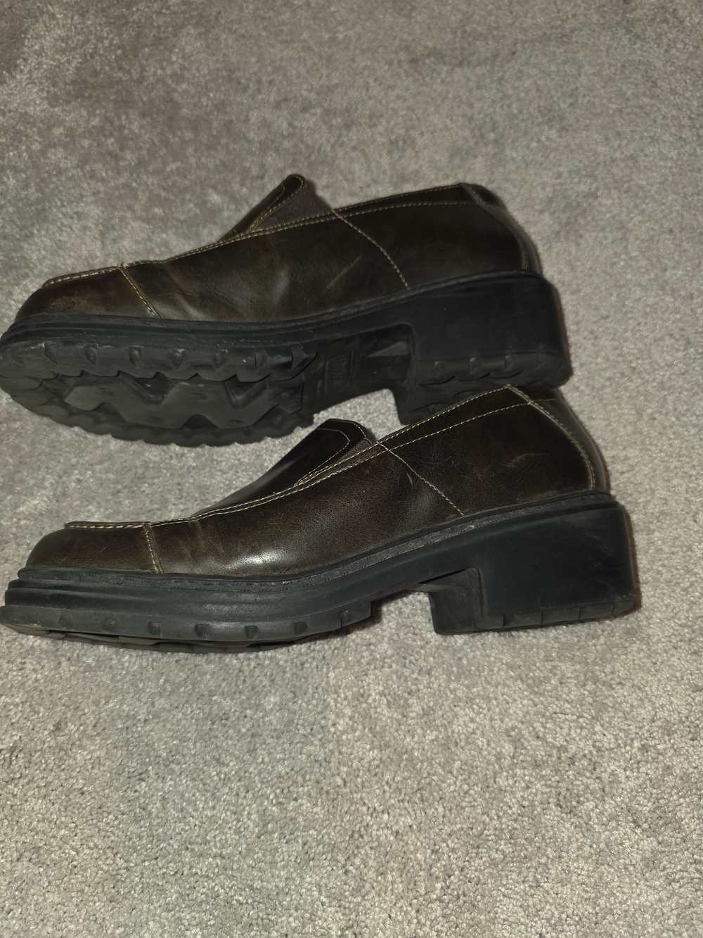 Women's Slip-On Leather Loafers - Dark Brown